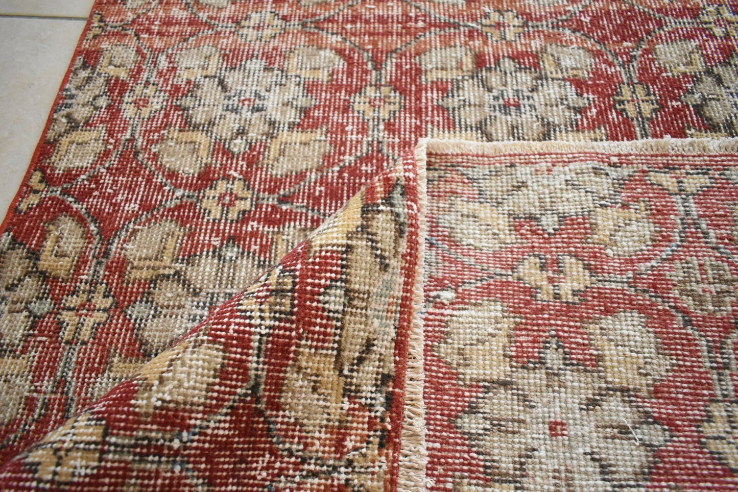 Vintage Runner 4.8x2.9 ft Small Turkish Runner Anatolian Floor Runner Rug R18
