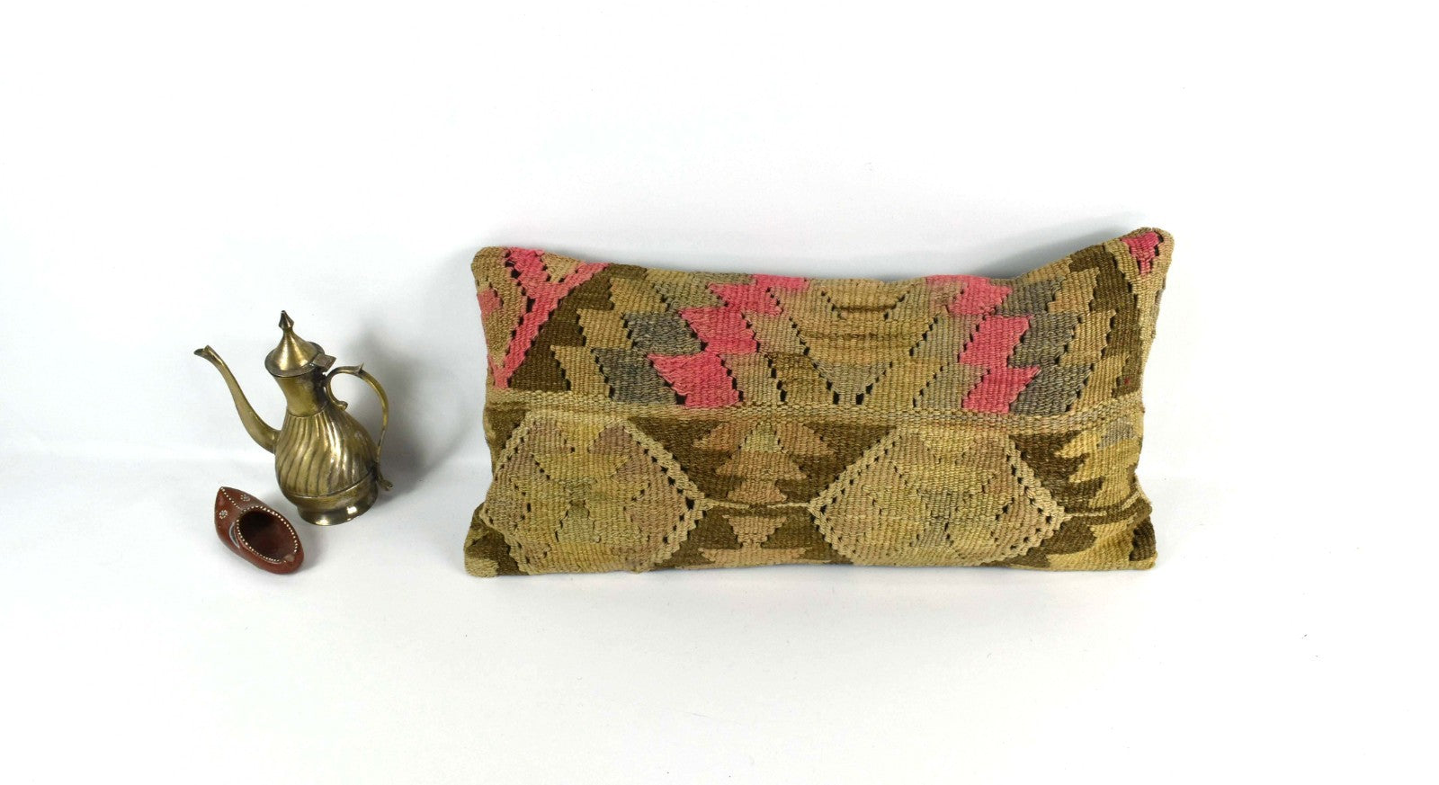 10x20 Kilim Lumbar Pillow Cover Vintage Ethnic Oushak Kilim Pillow Cover 3761