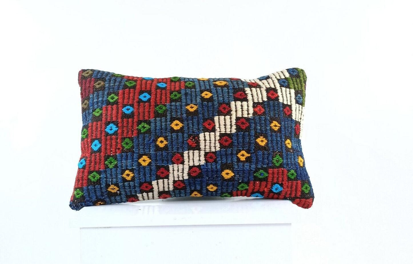 Kilim Pillow Cover 12x20 Turkish Handmade Sofa Couch Floor Lumbar Cushion E1044