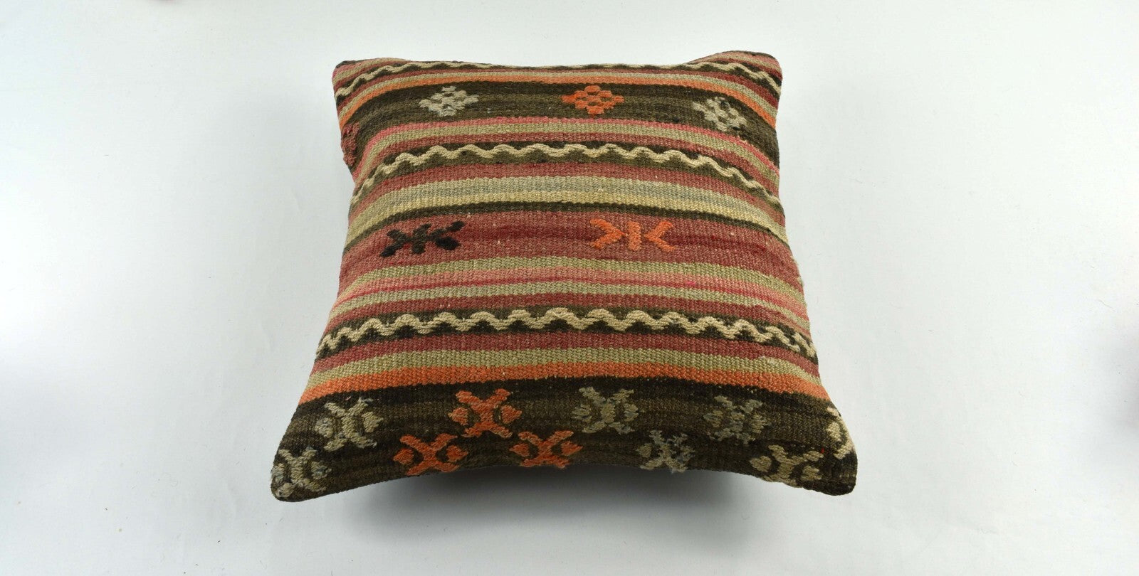 18"x18" Kilim Pillow Cover  Handmade Turkish Vintage Cushion Tribal Lumbar 3406