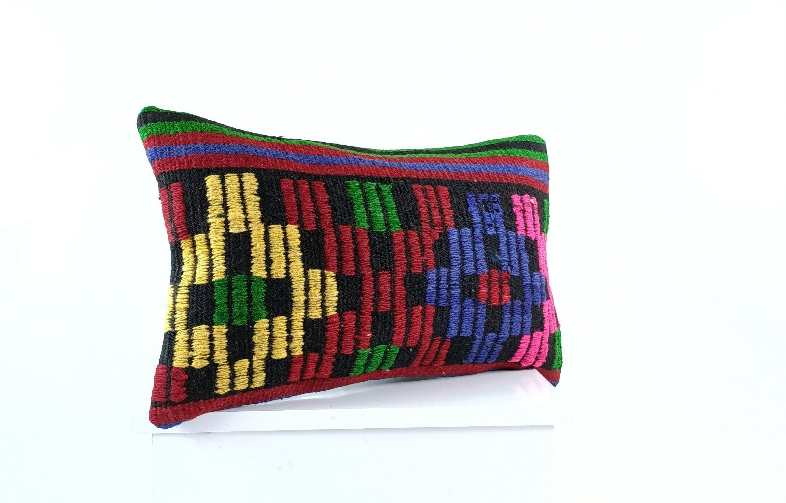Kilim Pillow Cover 12x20 Turkish Handmade Sofa Couch Floor Lumbar Cushion E988