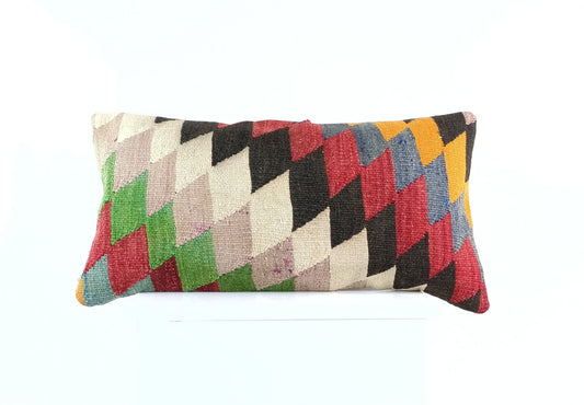 Home Decorative Handmade 12x24 Tribal Vintage Turkish Kilim Pillow Cover 1936