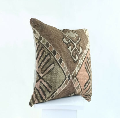 Kilim Pillow Cover 16x16 Oriental Traditional Handmade Boho Lumbar Cushion  A878