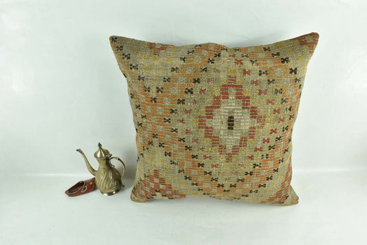 20x20 Kilim Pillow Cover Handmade Vintage Oushak Kilim Cushion Cover 2975