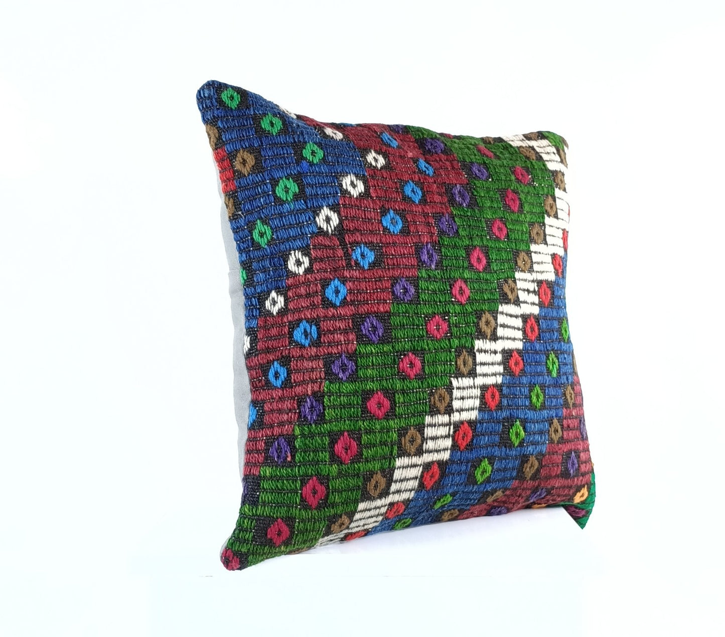 18"x18" Kilim Pillow Cover  Handmade Turkish Vintage Cushion Tribal Lumbar E1385