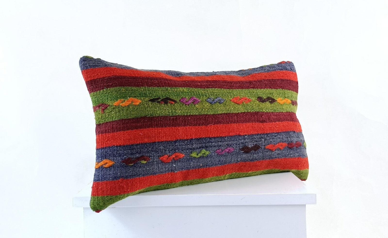 10x20 Kilim Lumbar Pillow Cover Vintage Ethnic Oushak Kilim Pillow Cover E1106