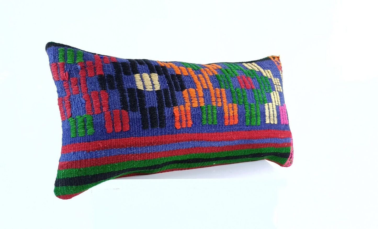 Handmade Turkish Kilim Pillow Cover 12x24 Ethnic Boho Sofa Lumbar Cushion E991