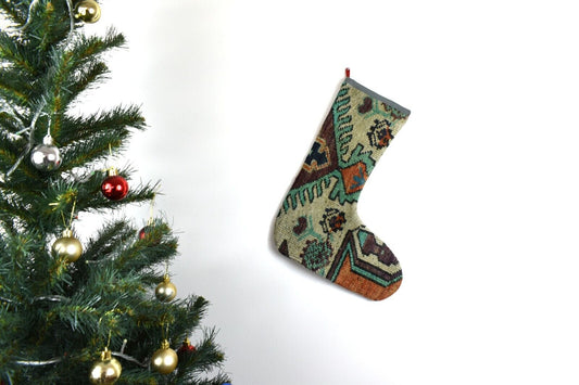 Kilim Christmas Stocking Vintage Rug Stocking Ethnic Decorative Xmas Socks S593