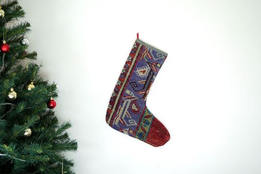 Kilim Christmas Stocking Vintage Rug Stocking Ethnic Decorative Xmas Socks S476