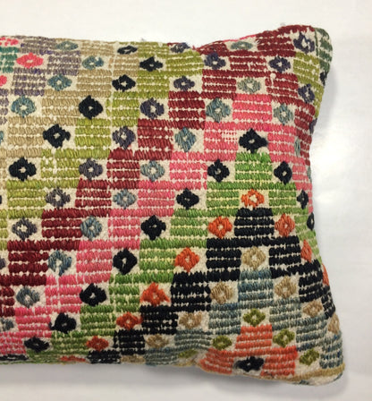 Kilim Pillow Cover 12x20 Handmade Turkish Rug Boho Ethnic Lumbar Cushion 854