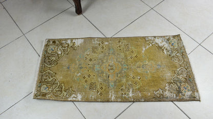 Turkish Runner 3x1.4 ft Runner Vintage Oushak Runner Small Faded Runner Y31