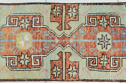 Vintage Runner 2.9x1.5 ft Mini Turkish Rug Oushak Runner Anatolian Runner Y94