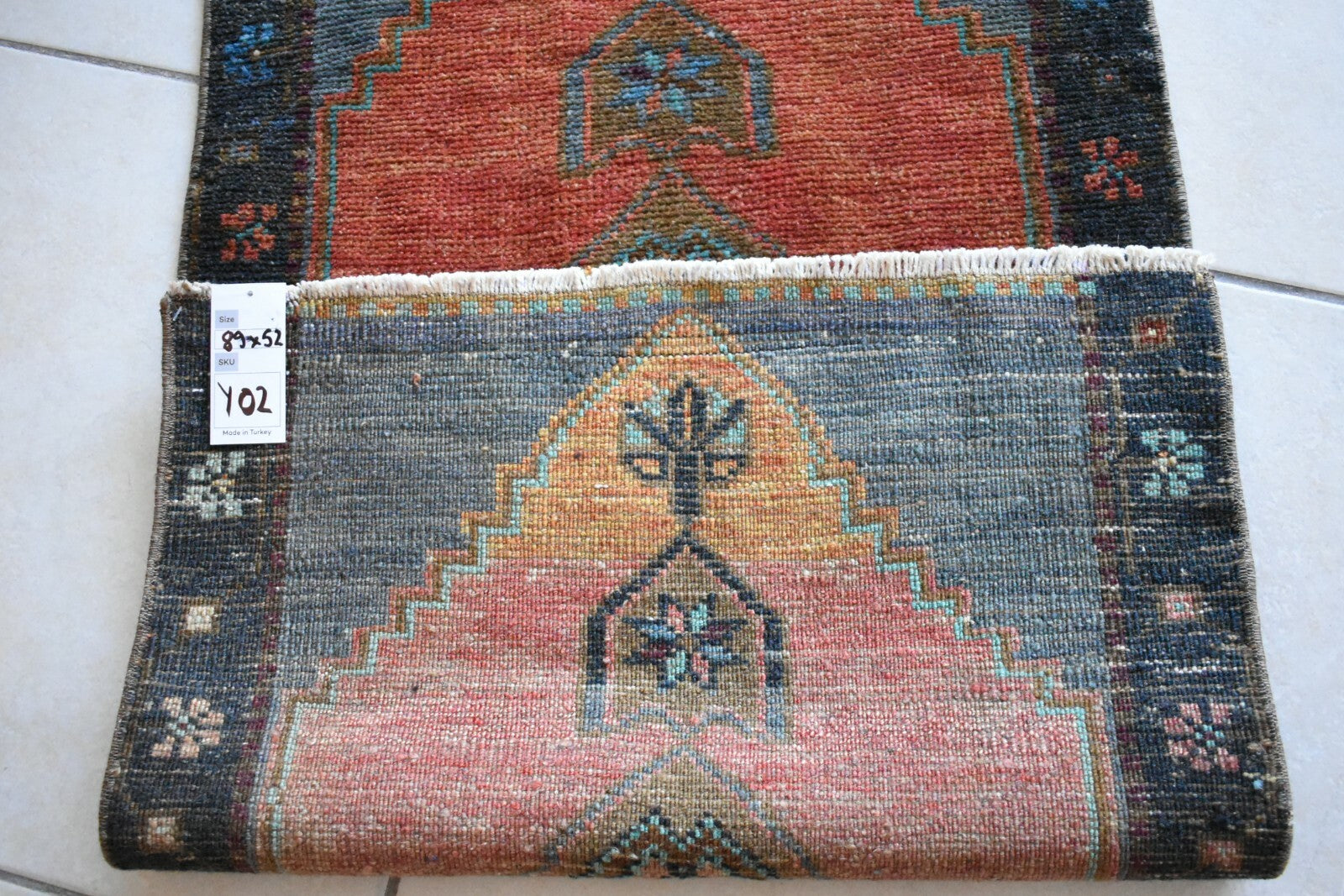 Small Turkish Runner 2.9x1.7 ft Vintage Oushak Rug Anatolian Rug Faded Rug Y02