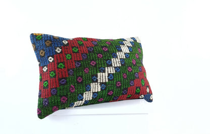 Kilim Pillow Cover 12x20 Turkish Handmade Sofa Couch Floor Lumbar Cushion E976