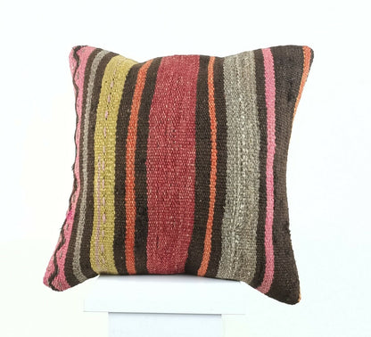 Kilim Pillow Cover 16x16 Oriental Traditional Handmade Bohemian Cushion A1179