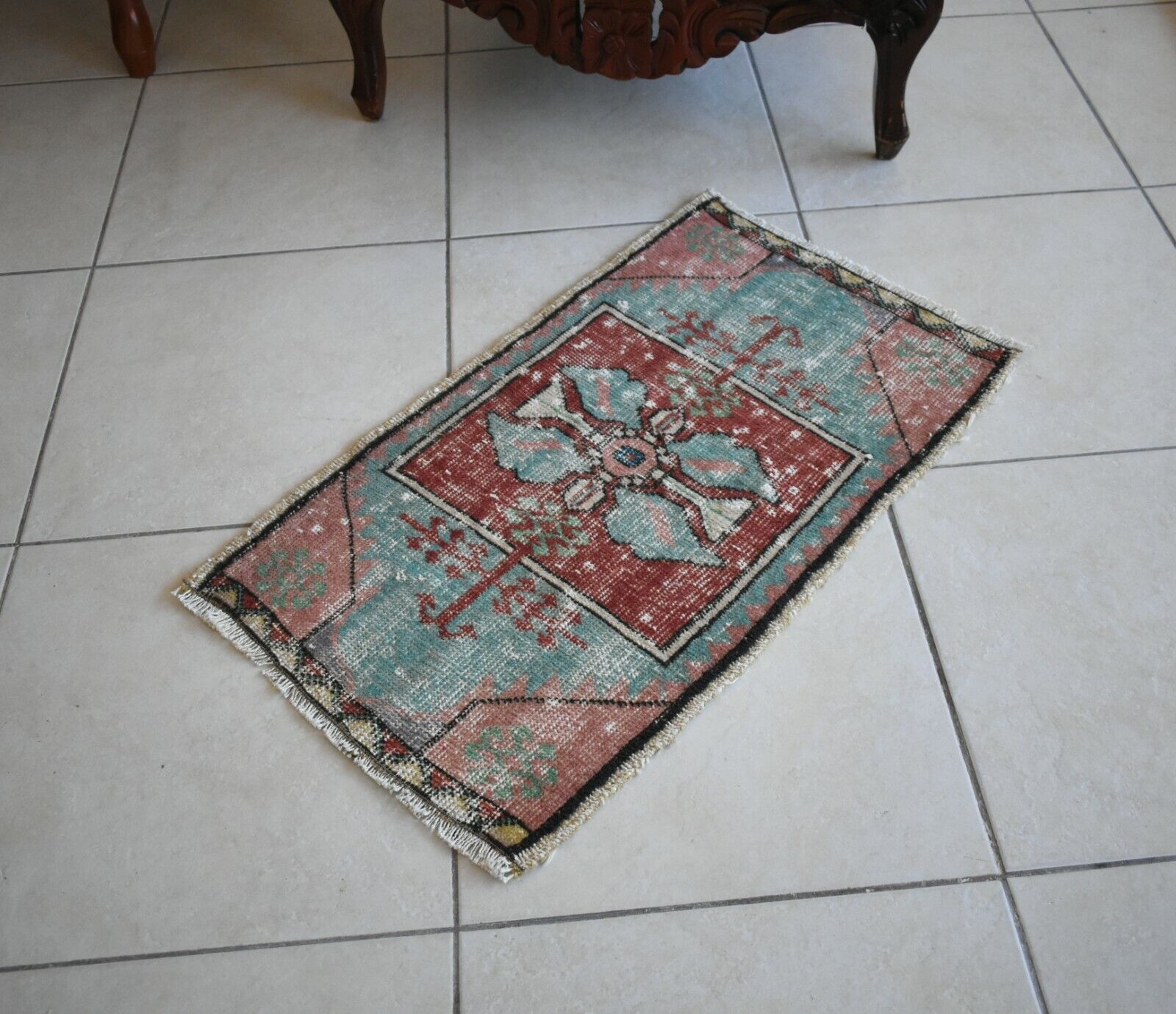 Turkish Runner 2.6x1.4 ft Runner Vintage Oushak Runner Small Faded Runner Y12