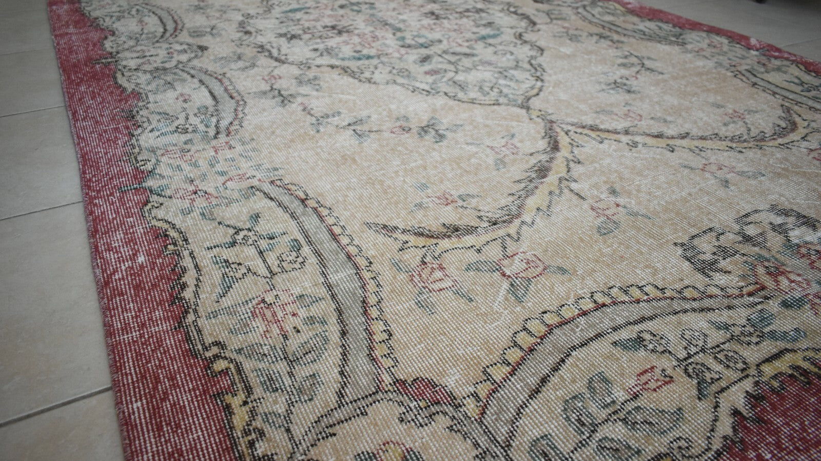 Turkish Rug 10.1x5.5 ft Vintage Rug Faded Oushak Large Living Room Carpet B08