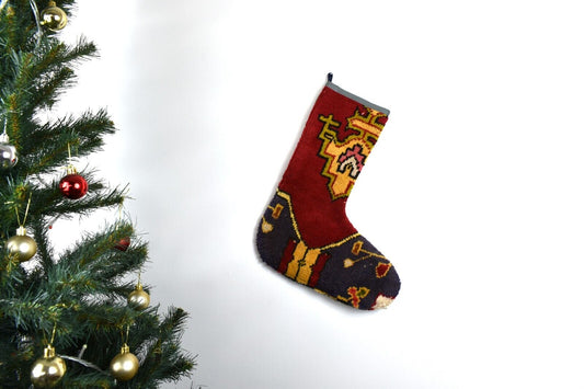 Kilim Christmas Stocking Vintage Rug Stocking Ethnic Decorative Xmas Socks S798