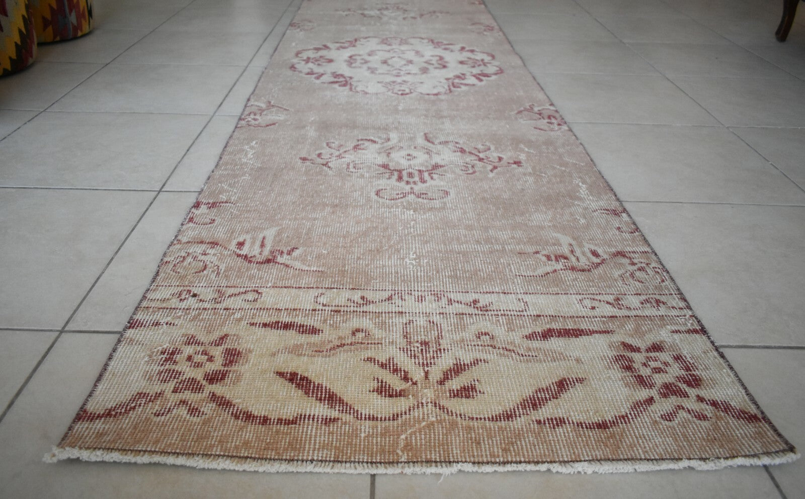 Oushak Runner 10x2.6 ft Handwoven Turkish Runner Vintage Runner Floor Rug R05