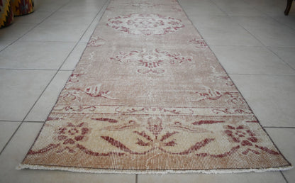 Oushak Runner 10x2.6 ft Handwoven Turkish Runner Vintage Runner Floor Rug R05