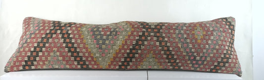 Long Kilim Pillow Cover 12x42 Vintage Ethnic Decorative Kilim Lumbar 2800
