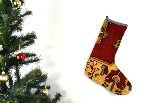 Kilim Christmas Stocking Vintage Rug Stocking Ethnic Decorative Xmas Socks S788