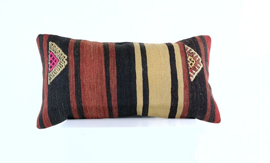 12x24 Kilim Lumbar Cushion Cover Turkish Tribal Vintage Ethnic Pillow E901