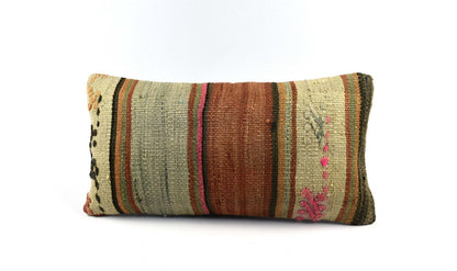10x20 Kilim Lumbar Pillow Cover Vintage Ethnic Oushak Kilim Pillow Cover 4850