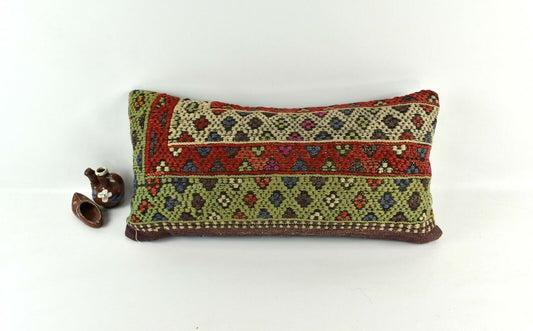 12x24 Kilim Pillow Cover Tribal Decorative Vintage Turkish Cushion Cover A2640