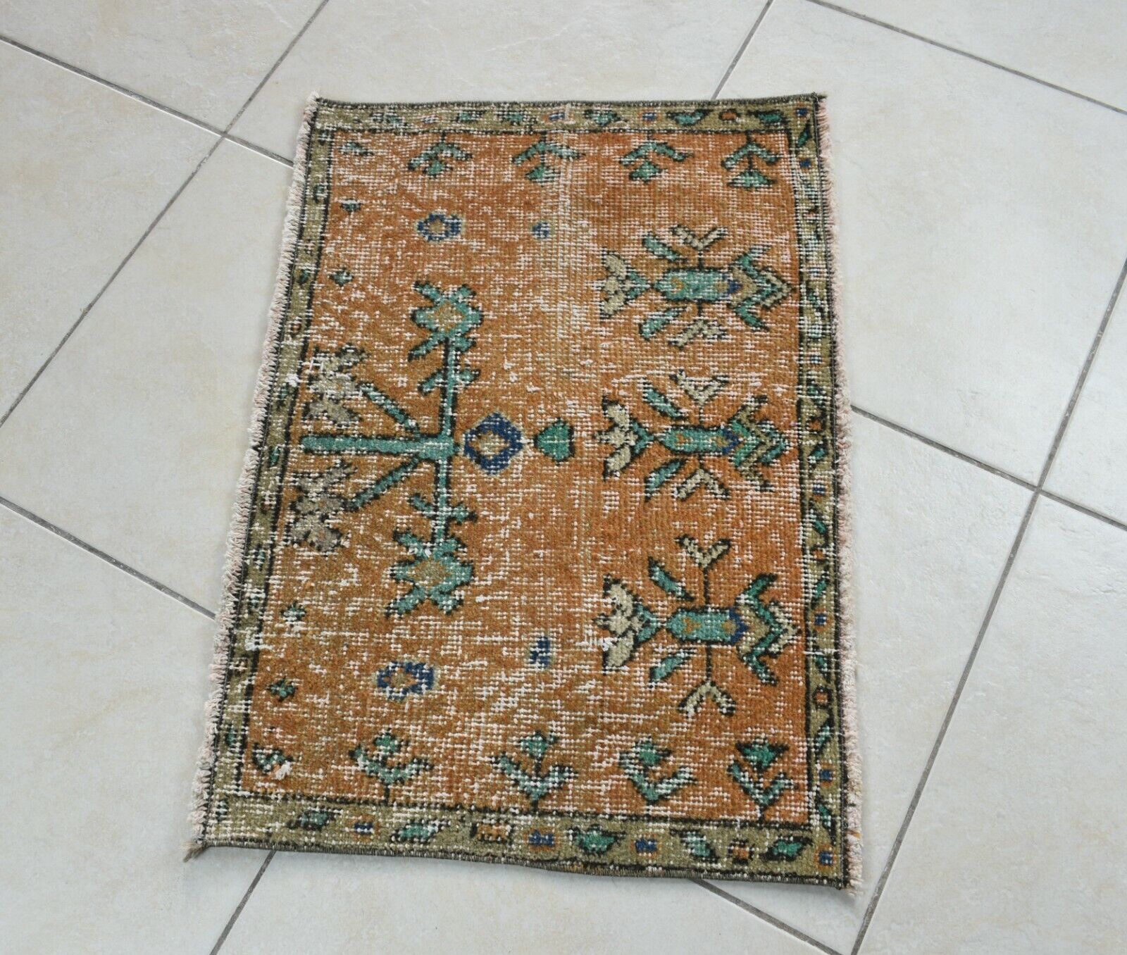 Turkish Runner 2.3x1.6 ft Mini Anatolian Rug Vintage Runner Turkish Runner Y105