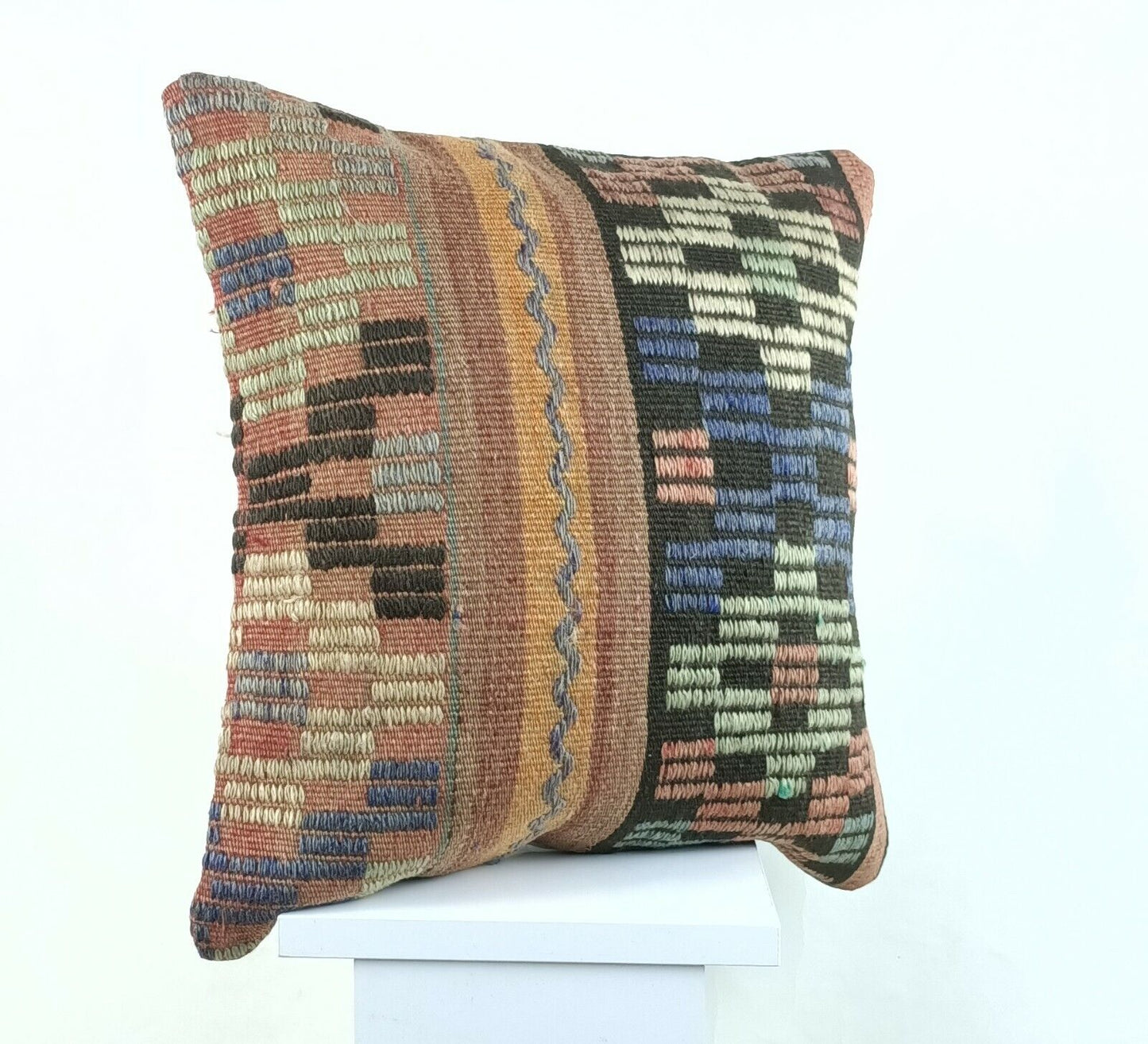 Kilim Pillow Cover 16x16 Oriental Traditional Handmade Bohemian Cushion A1146