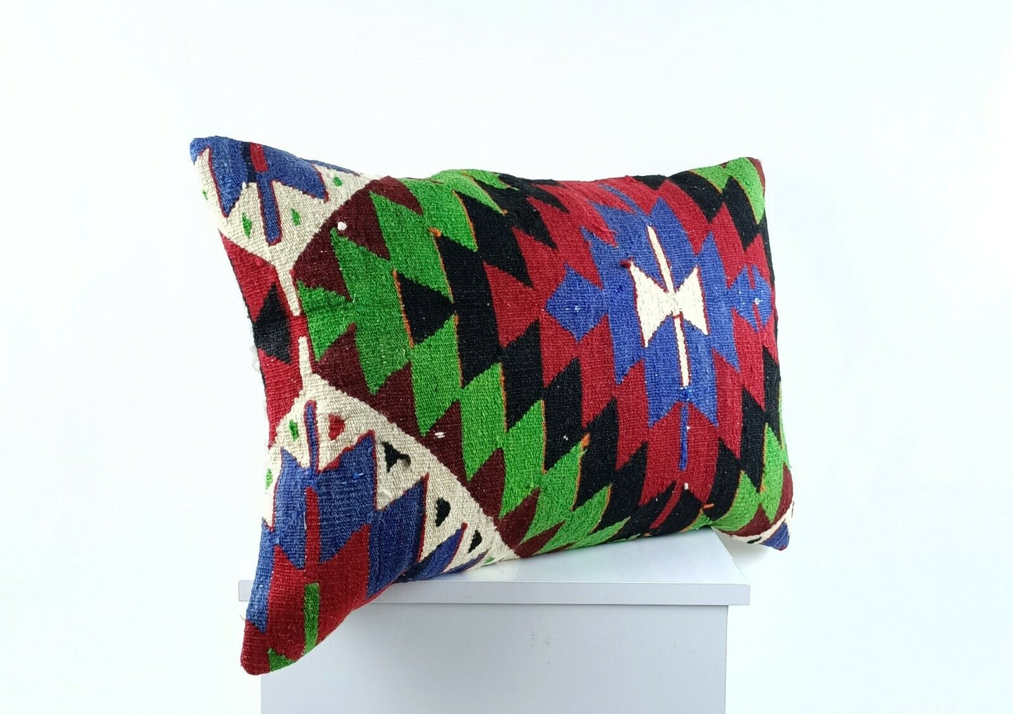 Kilim Pillow Cover 16x24 in Traditional Handmade Anatolian Lumbar Cushion A1498