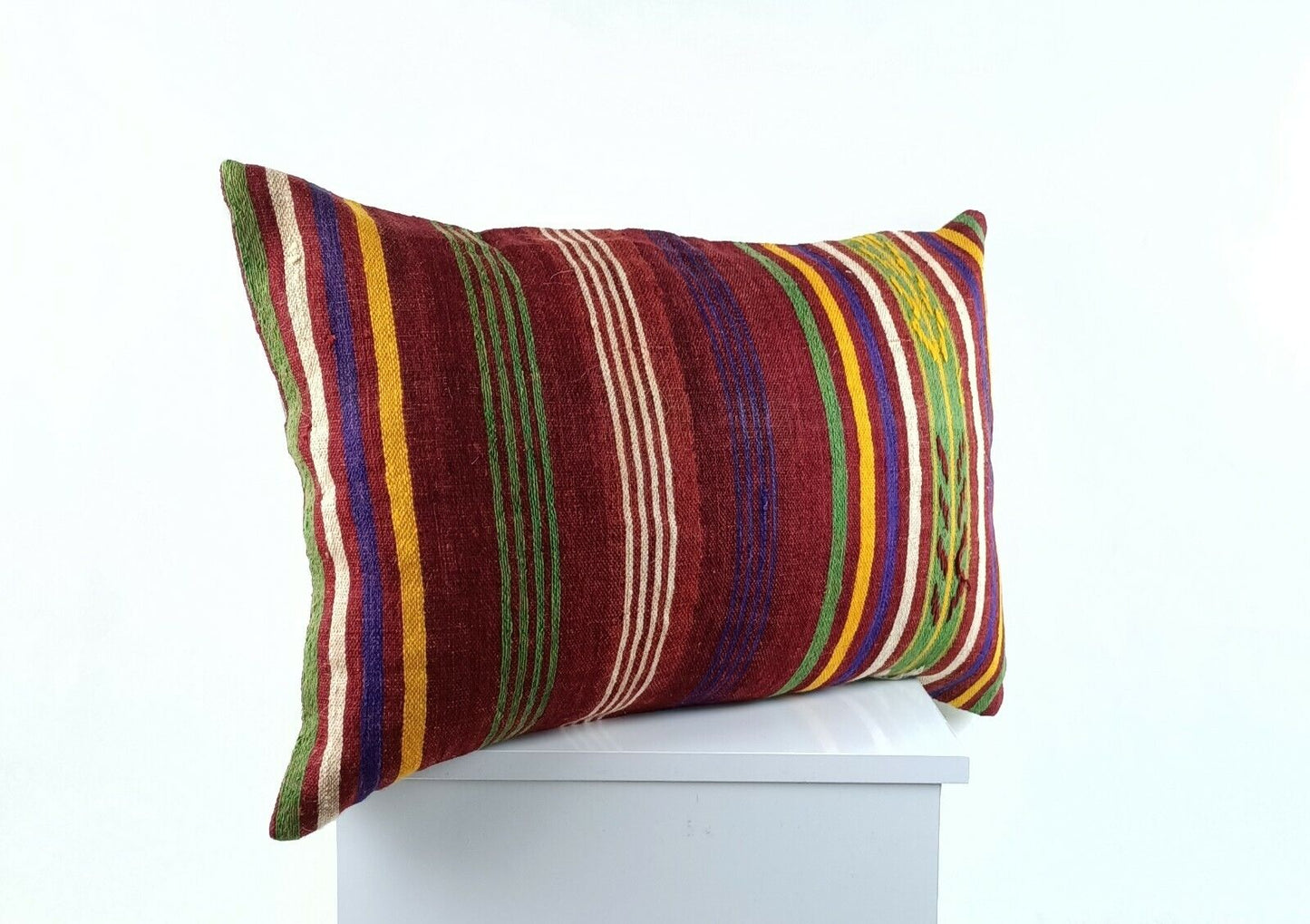 Kilim Pillow Cover 16x24 in Traditional Handmade Anatolian Lumbar Cushion A1480