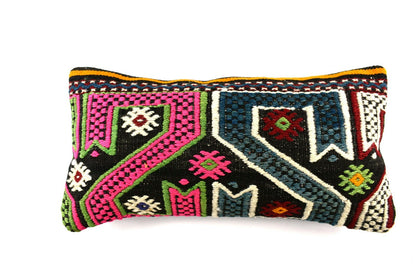10x20 Kilim Lumbar Pillow Cover Vintage Ethnic Oushak Kilim Pillow Cover A3018