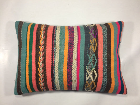 Kilim Pillow Cover 16x24 Tribal Vintage Turkish Carpet Lumbar Pillow Cover 975