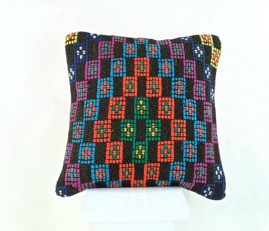 Kilim Pillow Cover 16x16 Vintage Decorative Cushion Turkish Kilim Pillow A692