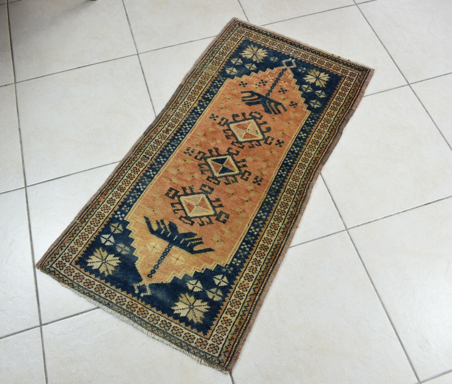 Turkish Runner 3.5x1.8 ft Mini Anatolian Rug Vintage Runner Turkish Runner Y114
