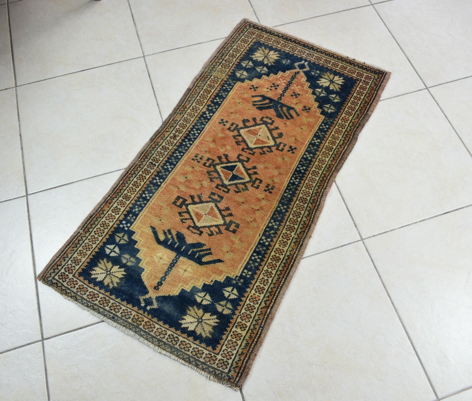 Turkish Runner 3.5x1.8 ft Mini Anatolian Rug Vintage Runner Turkish Runner Y114