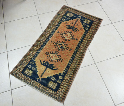 Turkish Runner 3.5x1.8 ft Mini Anatolian Rug Vintage Runner Turkish Runner Y114