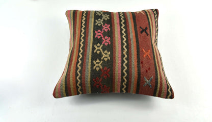 18"x18" Kilim Pillow Cover  Handmade Turkish Vintage Cushion Tribal Lumbar 3422