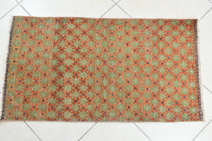 Small Turkish Runner 3.6x1.9 ft Vintage Runner Hallway Runner Handwoven Rug R36