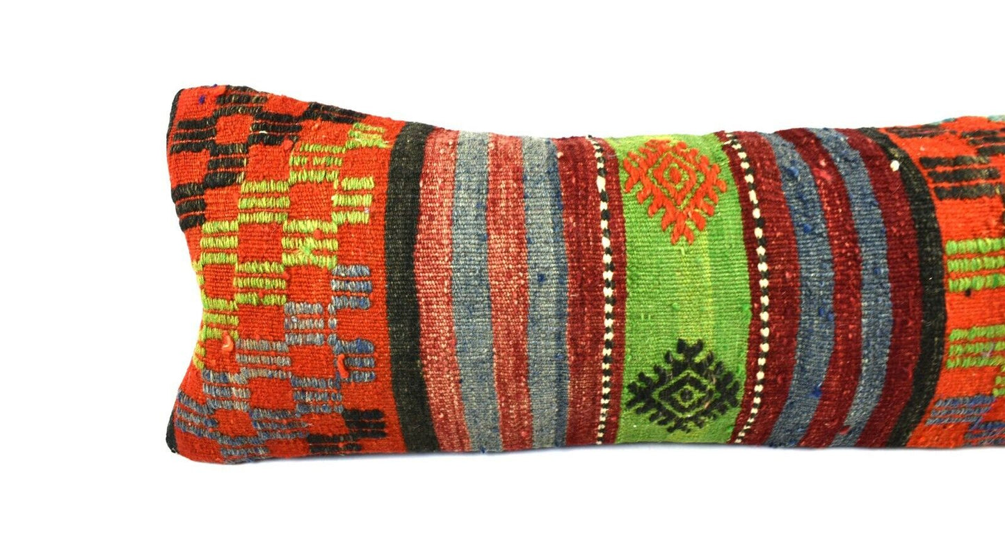 Kilim Pillow Cover 12x36 Handwoven Ethnic Vintage Handwoven Kilim Cushion A3238