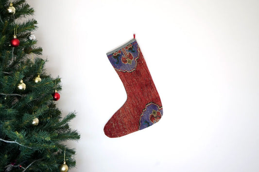 Kilim Christmas Stocking Vintage Rug Stocking Ethnic Decorative Xmas Socks S390