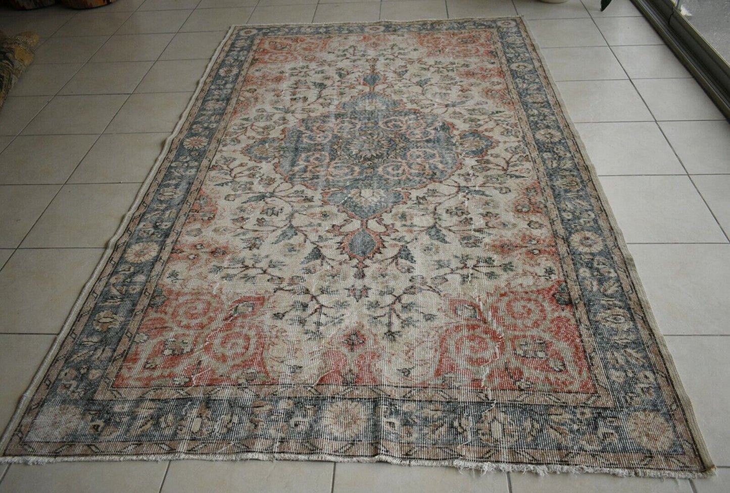 Large Oushak Rug 10x6 ft Vintage Rug Faded Turkish Rug Living Room Carpet B12