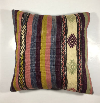 18"x18" Kilim Pillow Cover  Handmade Turkish Vintage Cushion Tribal Lumbar 658