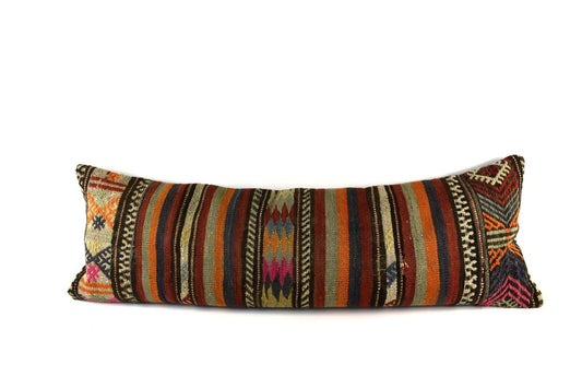 Extra Large Kilim Pillow Cover 16x48 Handmade Ethnic Boho Oriental Lumbar 4362