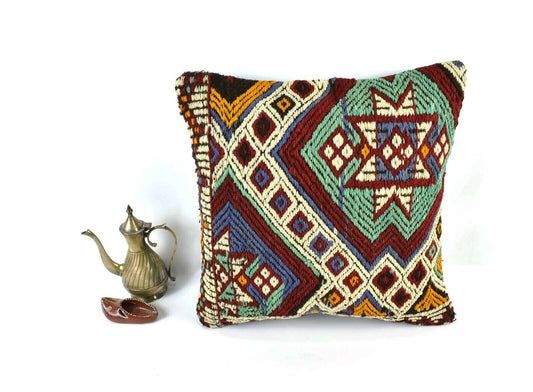 Kilim Pillow Cover 16x16 Home Decorative Vintage Handmade Cushion Cover A1943