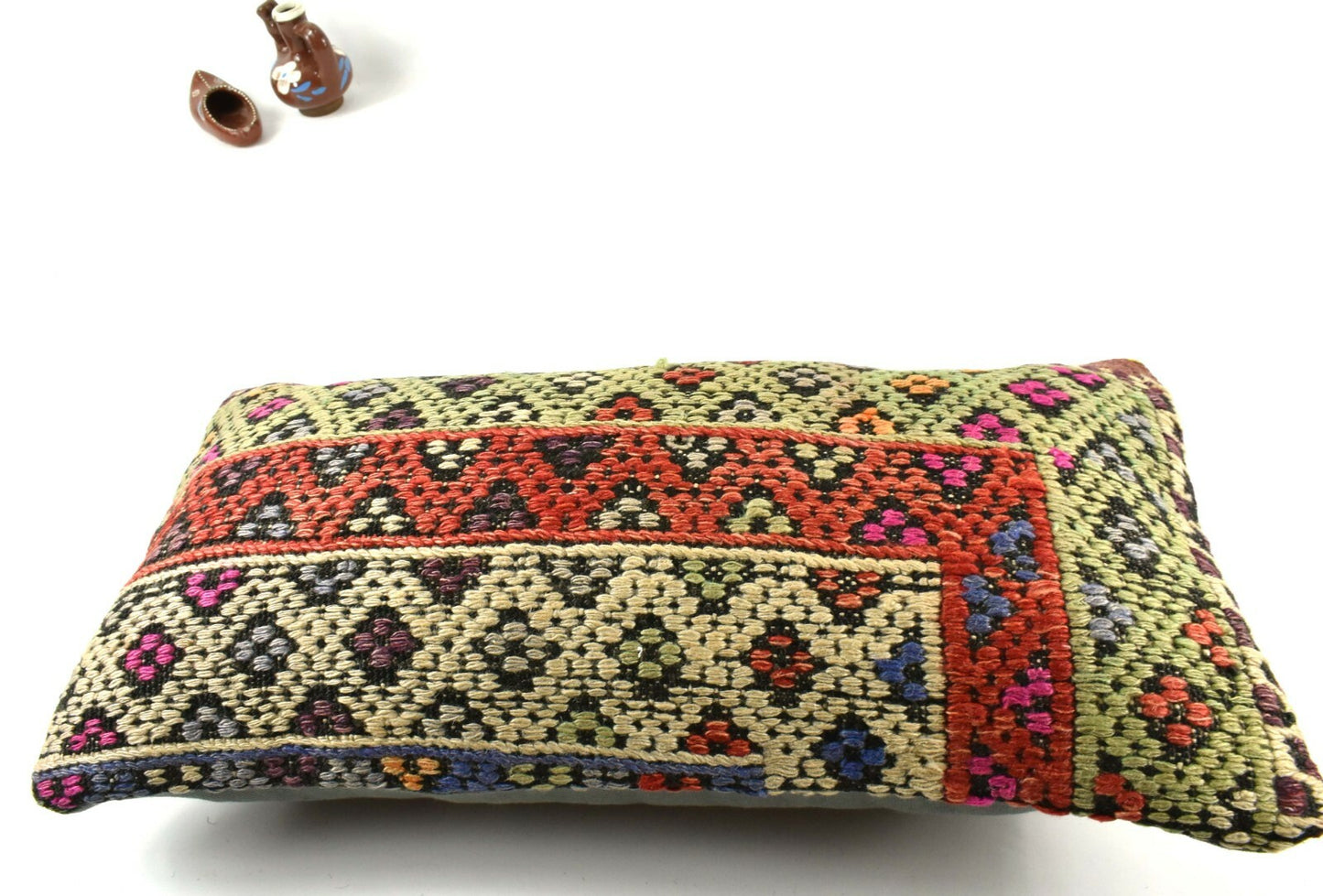 Kilim Lumbar Pillow Cover 10x20 Decorative Handmade Sofa Couch Cushion A2731