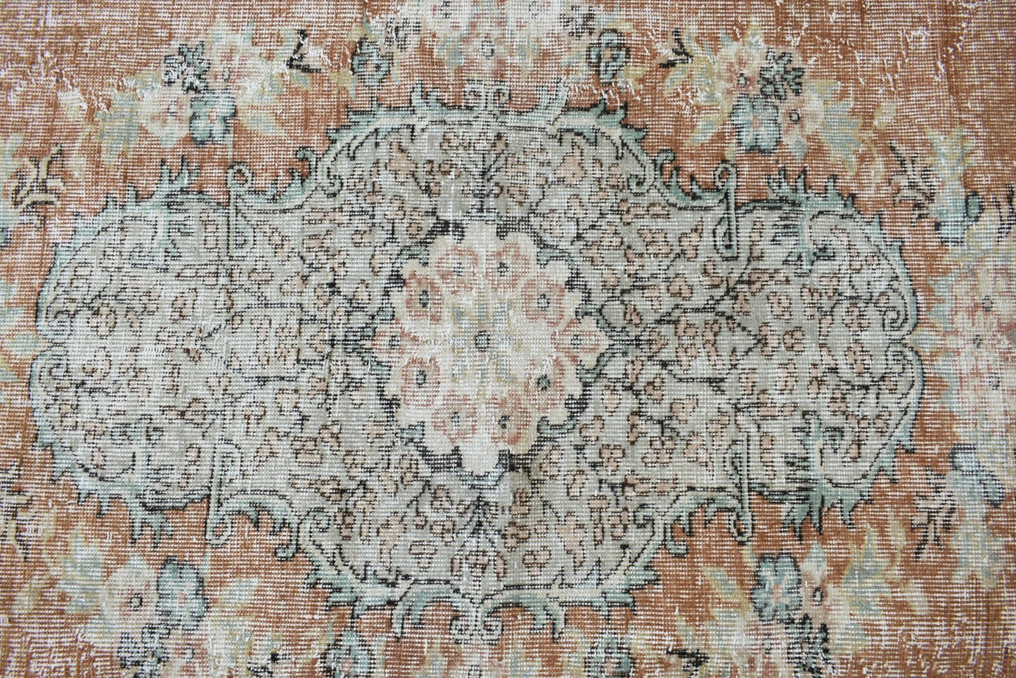 Large Turkish Rug 9.6x6.7 ft Vintage Rug Faded Oushak Rug Living Room Carpet B14