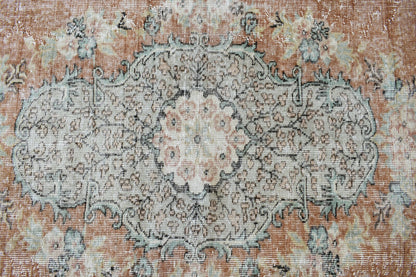 Large Turkish Rug 9.6x6.7 ft Vintage Rug Faded Oushak Rug Living Room Carpet B14